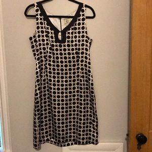 Black and white silk dress